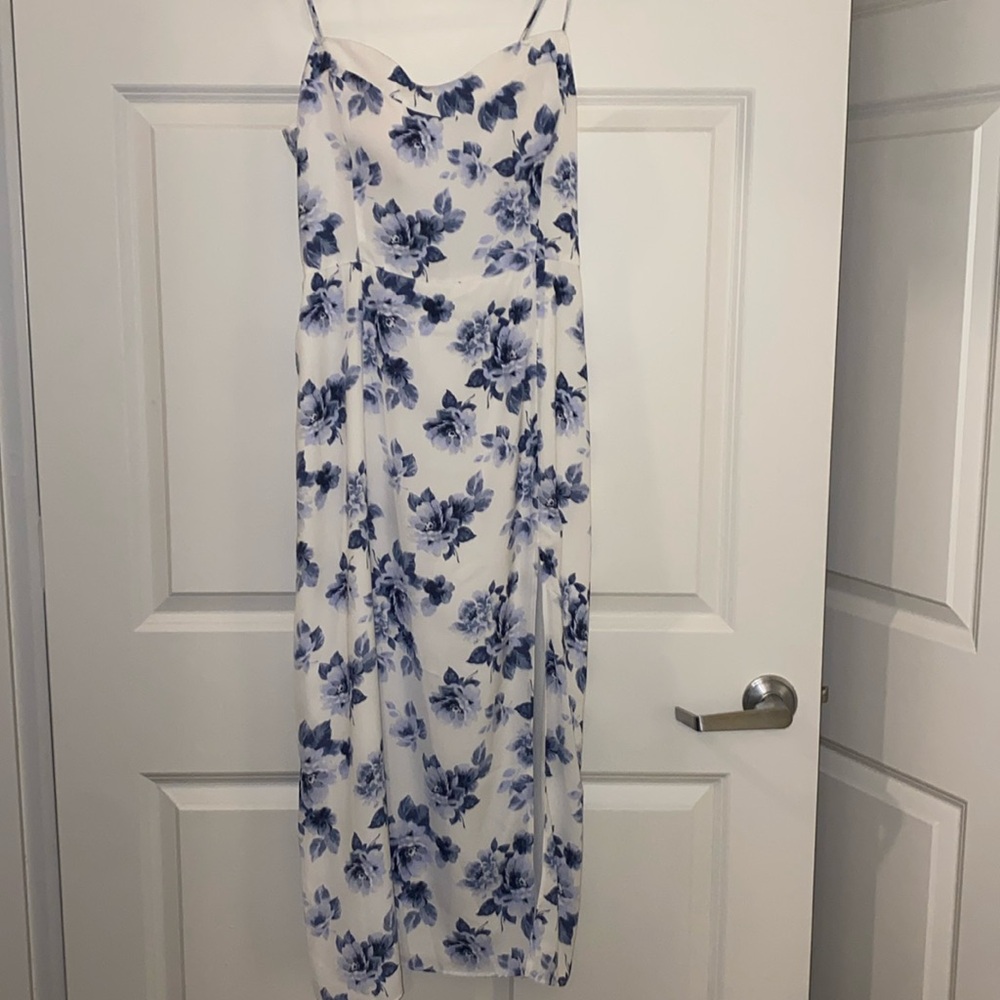 Abercrombie White and Blue Floral Dress